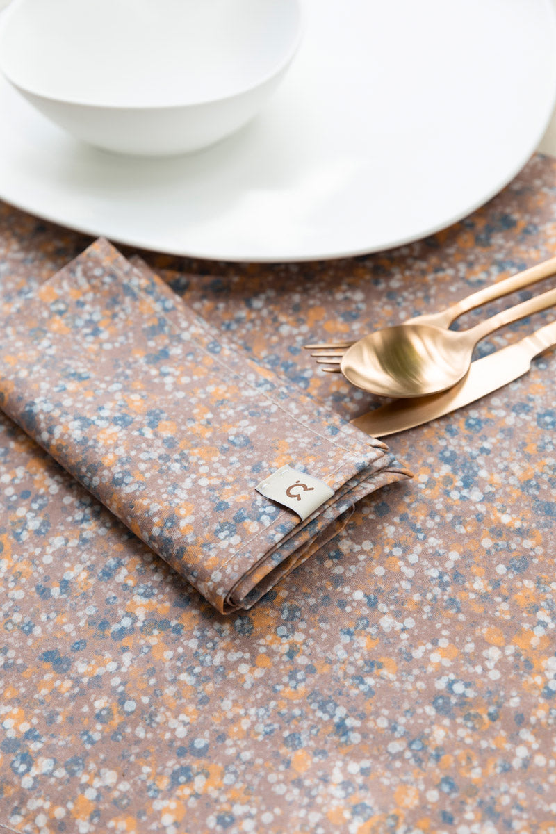 【RIFO】イタリア・アップサイクル | DOUBLE-PACK RECYCLED COTTON NAPKINS MARBLE - Marrone Santa Fiora