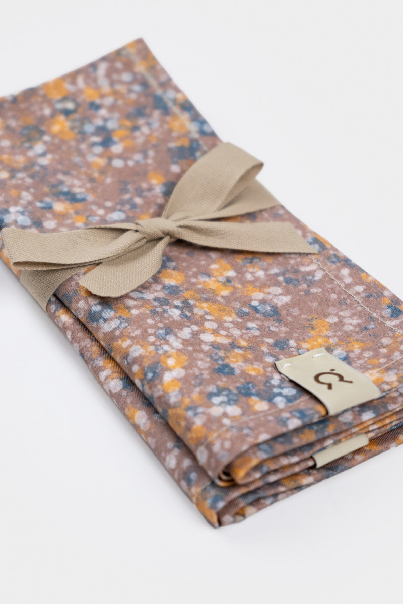 【RIFO】イタリア・アップサイクル | DOUBLE-PACK RECYCLED COTTON NAPKINS MARBLE - Marrone Santa Fiora