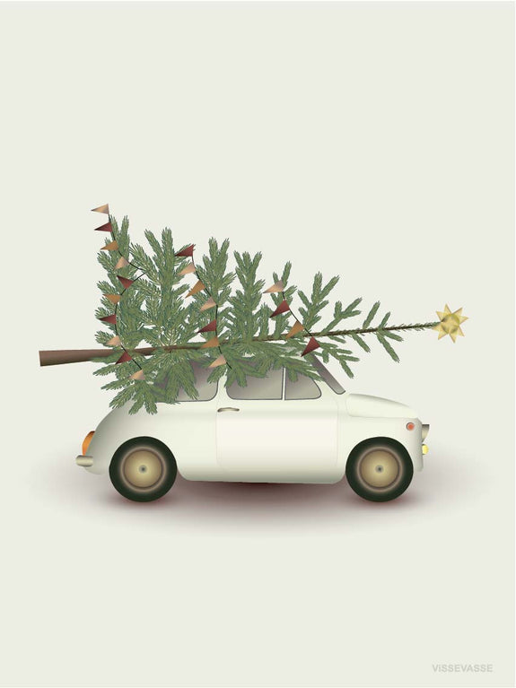 【ViSSEVASSE】インテリアポスター | CHRISTMAS TREE & LITTLE CAR クリスマスツリーと小さな車